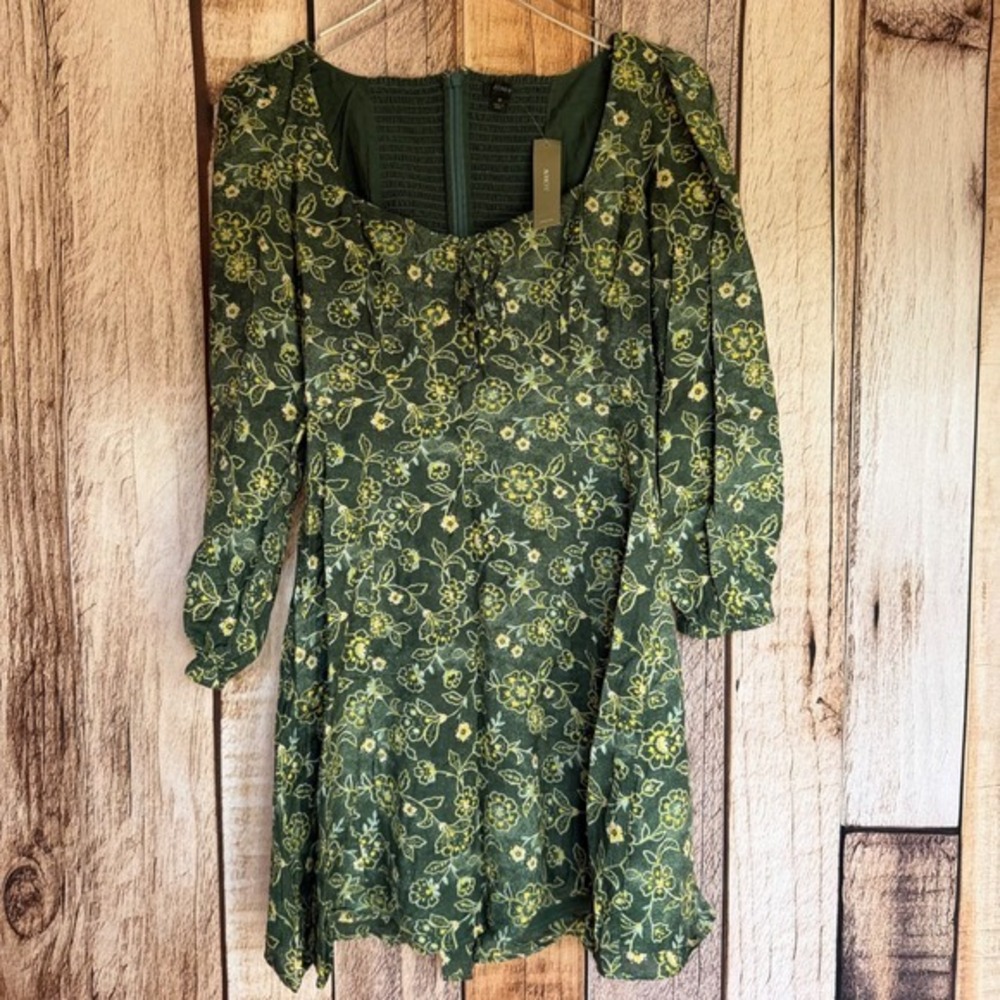 J.Crew Sweetheart Mini Dress Vintage Vines Green Floral‎ Romantic  NWT Size 8